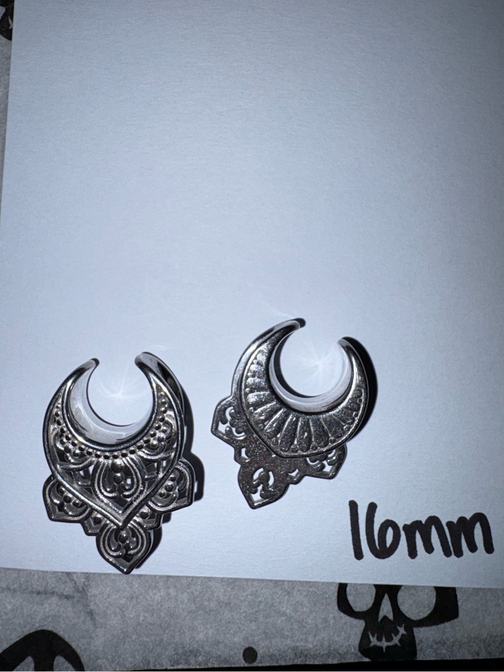 Silver Gothic Tribal Ear Saddle Pair - 16mm